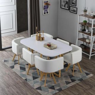 Conjunto Mesa Comedor & 6 Sillas Estilo Nordico