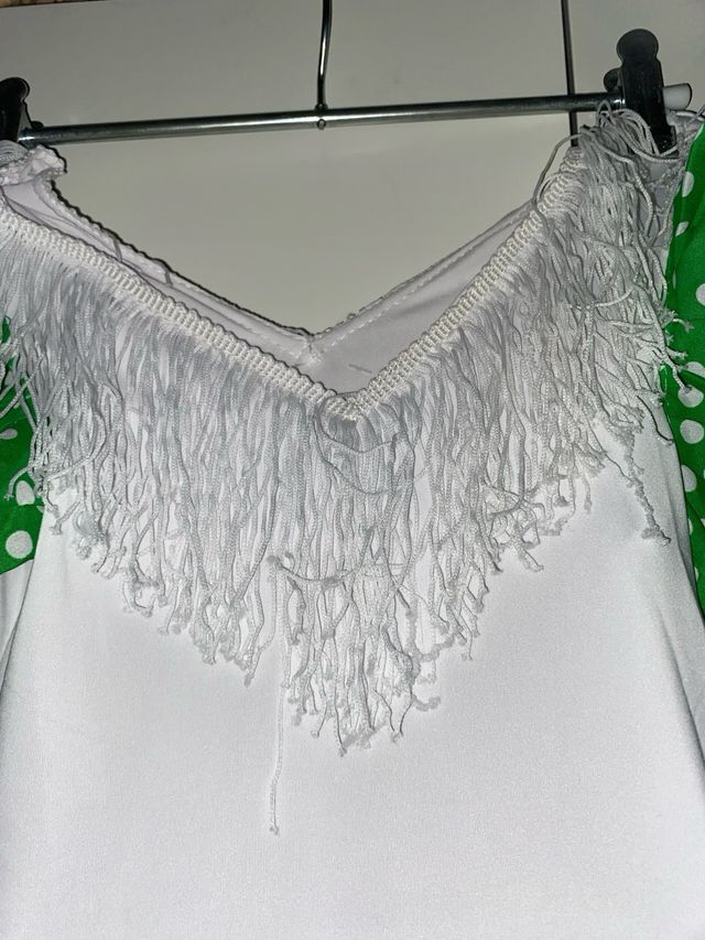 Traje Gitana Niña Verde y Blanco Talla 10