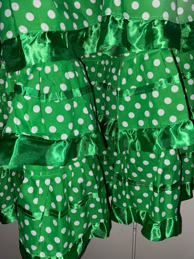 Traje Gitana Niña Verde y Blanco Talla 10