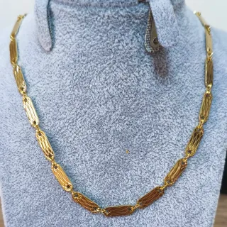 Cadena de eslabones rectangulares oro laminado 14k