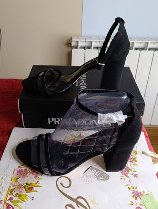 Elegantes Sandalias Tacón Negras Talla 40