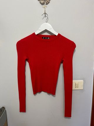 Camisa larga roja de punto