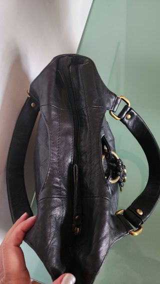 Bolso de piel auténtica negro
