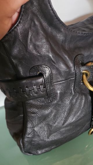 Bolso de piel auténtica negro