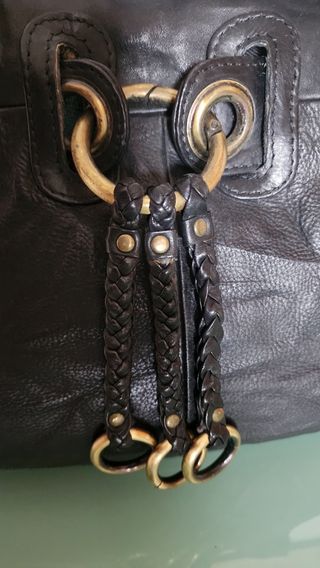 Bolso de piel auténtica negro