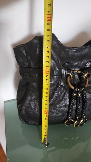 Bolso de piel auténtica negro