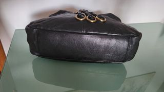 Bolso de piel auténtica negro
