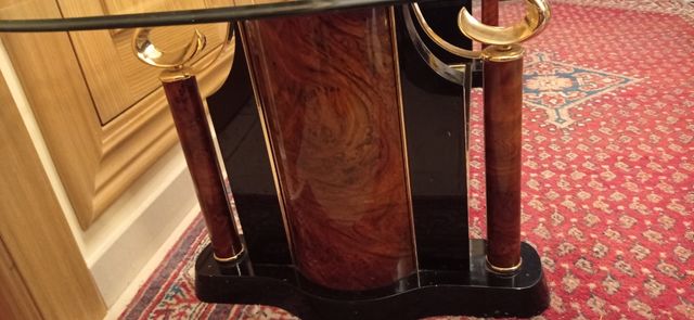 Mesa centro de lujo cristal y metal dorado