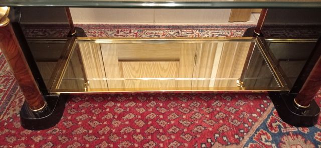 Mesa centro de lujo cristal y metal dorado