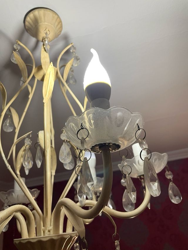 Lámpara de lágrimas de cristal color blanco roto