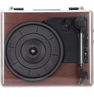 Tocadiscos Vintage Madera y Negro
