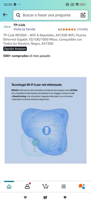 Extensor TP-Link Wi-Fi 6 AX1500 RE500X