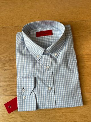 Camisa CH Carolina Herrera Cuadros Azul Talla 17