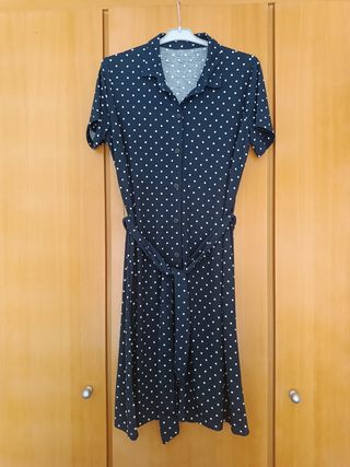 Vestido azul con lunares blancos Talla M/L