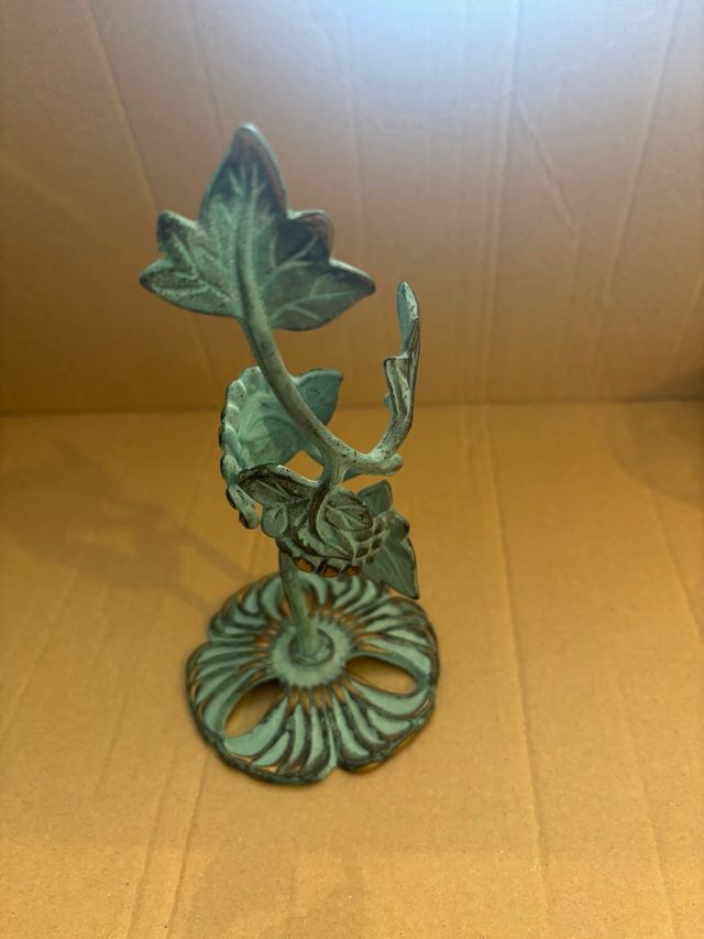 Candelabro Rústico Metal Hoja y Flor