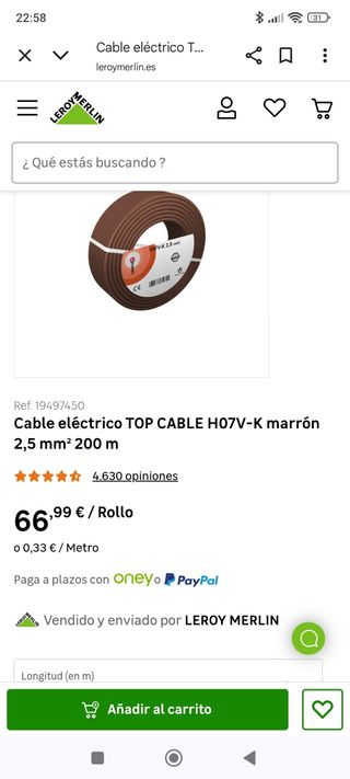 Cable eléctrico 2.5 mm e