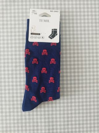 Calcetines calaveras azul/rojo talla 40-46