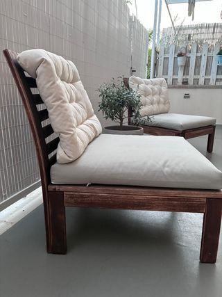 2 Sofás Ikea Applaro Madera, con cojines.