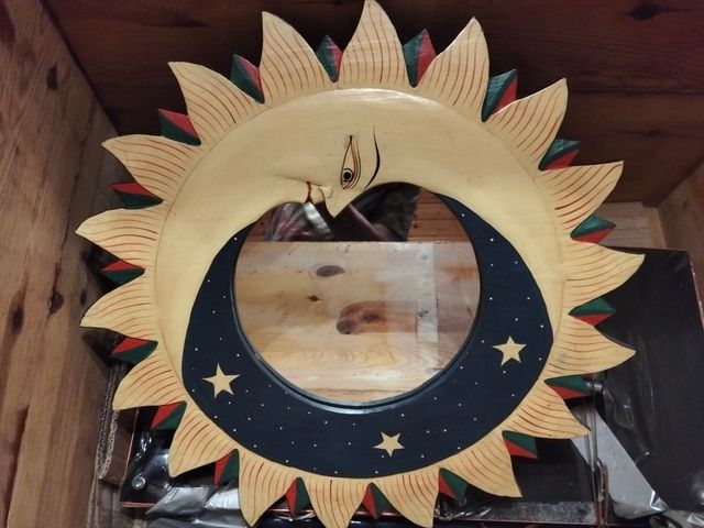 Espejo Sol y Luna Madera