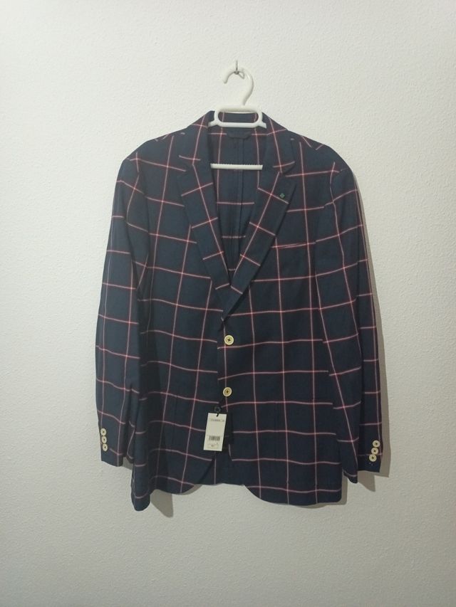 Chaqueta americana cuadros azul marino