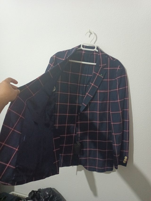 Chaqueta americana cuadros azul marino