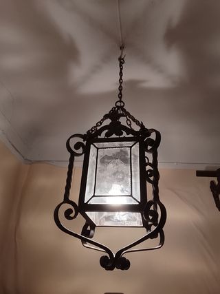 Farol antiguo de hierro forjado, años 40