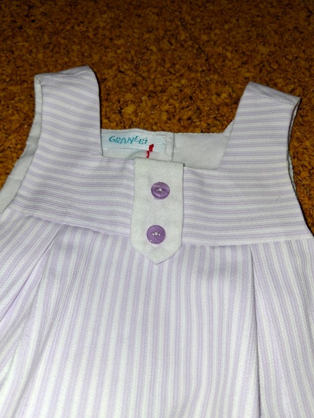 Conjunto bebé nuevo rayas tono lila y blanco