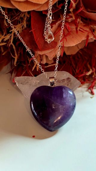 Collar Corazón Amatista y  Plata de Ley