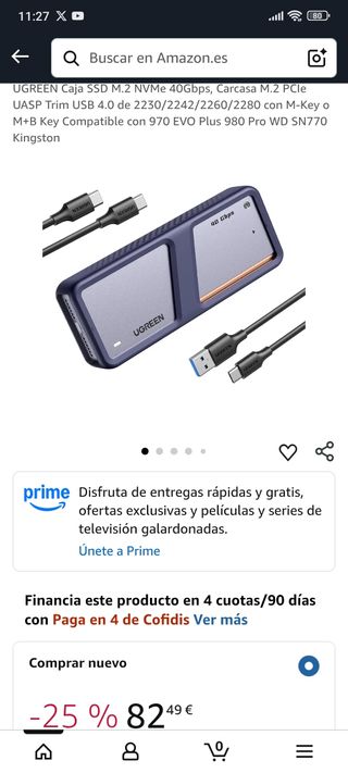 UGREEN Caja SSD NVMe M.2 USB4 40Gbps