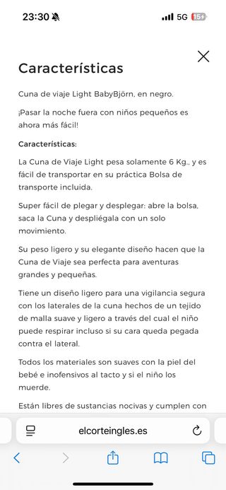 Cuna de viaje BabyBjörn Light azul