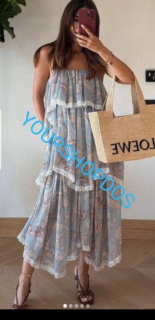 Vestido volantes puntilla Zara