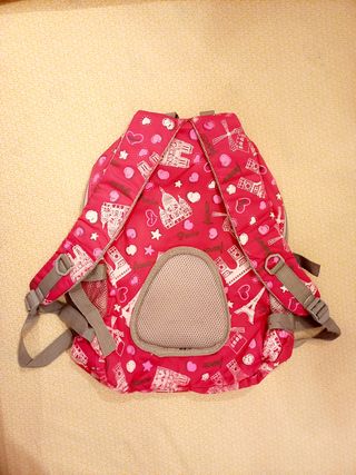 Mochila rosa con estampado de París