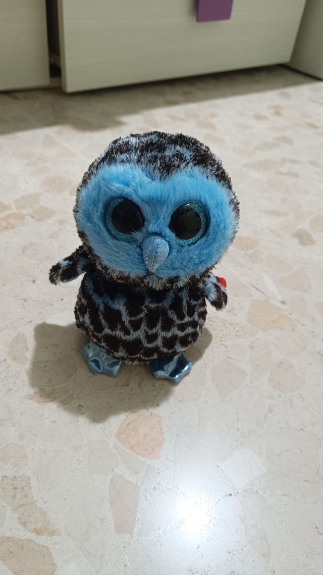 Búho Peluche Ojos Grandes Azul