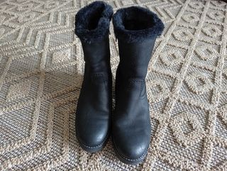 Botines piel y borreguito negros talla 37