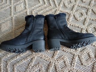 Botines piel y borreguito negros talla 37