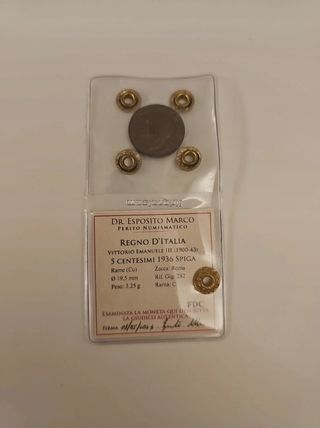 Regno d'Italia 5 centesimi 1936 Spiga