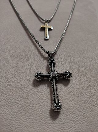 Catena con croce in acciaio inossidabile