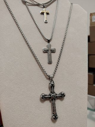 Catena con croce in acciaio inossidabile