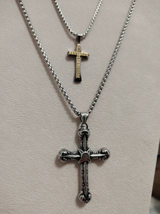 Catena con croce in acciaio inossidabile
