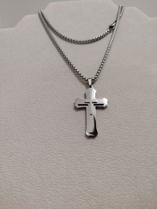 Catena con croce in acciaio inossidabile