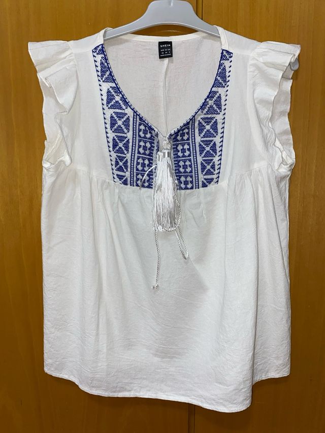 Blusa SHEIN bordada blanca mujer