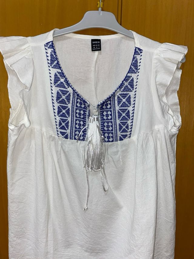 Blusa SHEIN bordada blanca mujer