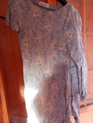 Vestido FRANCISCO VALIENTE floral azul y beige