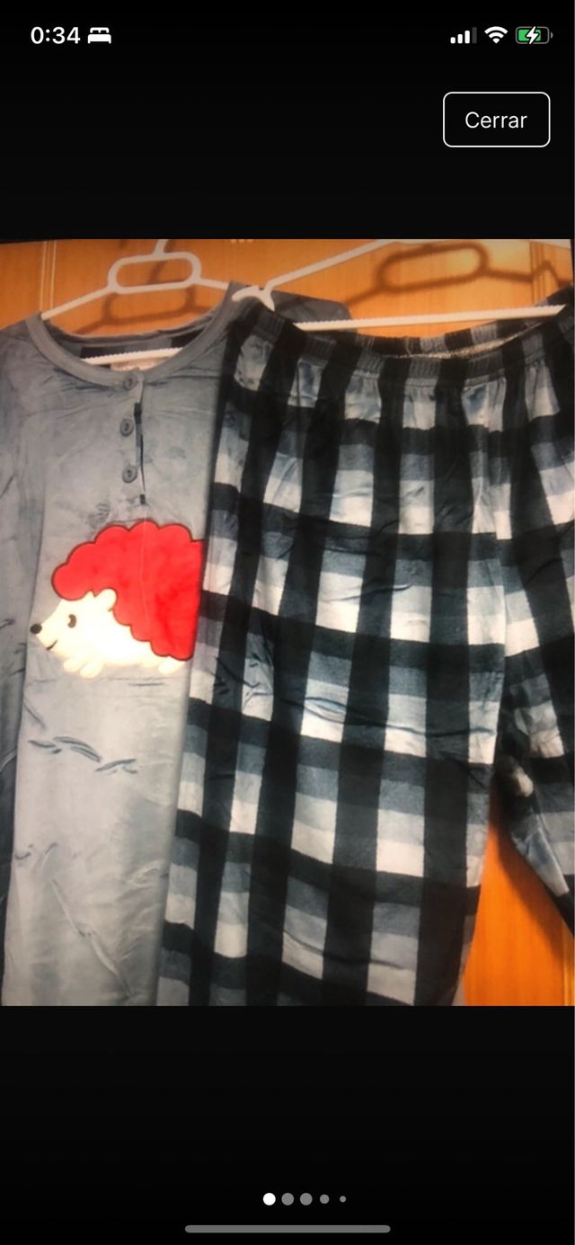 Pigiama invernale grigio da donna con riccio