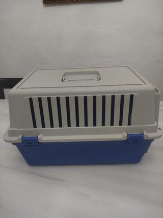 Transportín para gatos azul y gris