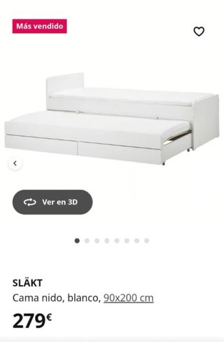 Cama nido blanca 90x200 cm
