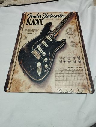 Placa Metálica Guitarra Fender Stratocaster Blacki