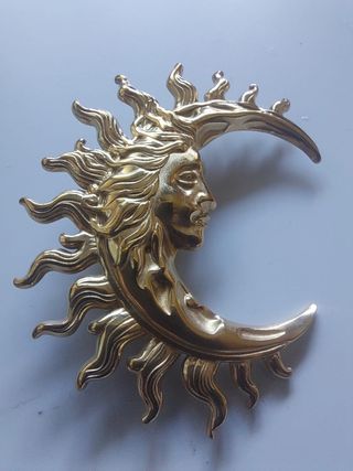 Broche Sol y Luna dorado bisutería joyas regalo 