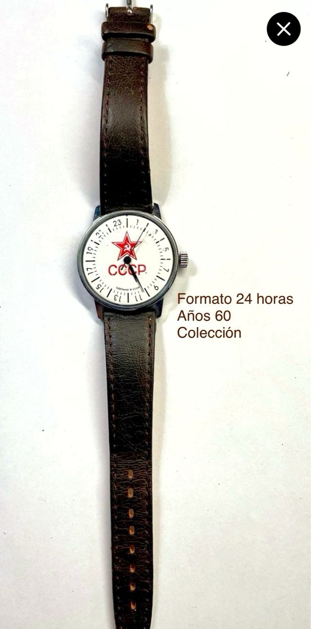 Reloj 24 horas - CCCP, correa cuero - Años 60