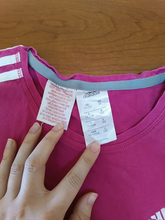 Camiseta Adidas Mujer Rosa Talla 11-12